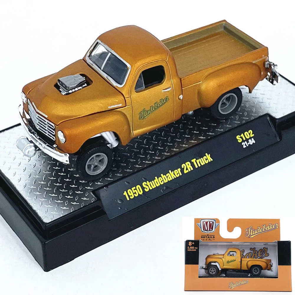 M2 Machines 1/64 1950 studebaker 2R Truck S102 Orange Die-cast Alloy Car Model Collection Gift Toy