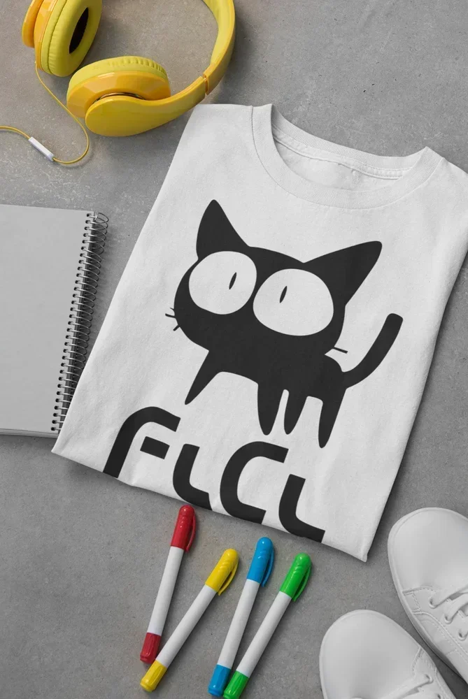 Unisex FlCL CAT FLCL Mamimi Samejima Anime T-Shirt, Retro Manga Shirt