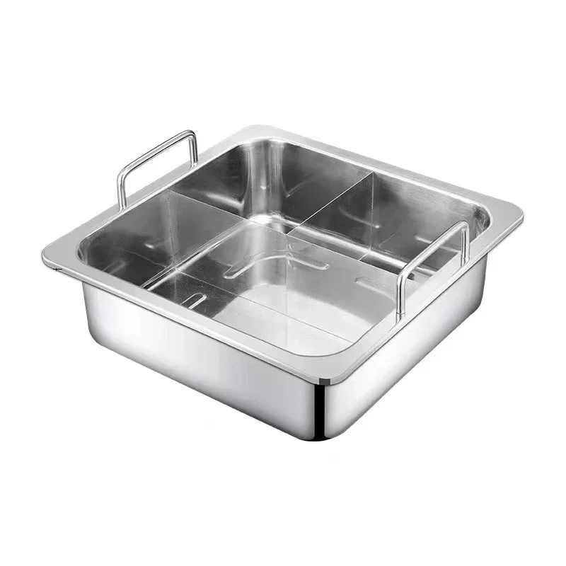 Stewed Mandarin Duck with Ears Hotpot for induction cooker Mother and son pot hotpot Extra thick stainless steel square hot pot