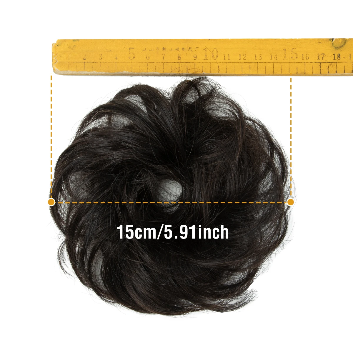 Artificial Messy Bun Human Hair Extension with Elastic Rubber Band Wavy Curly Hair Bun Ponytail Hair Piece Hair Tie for Women