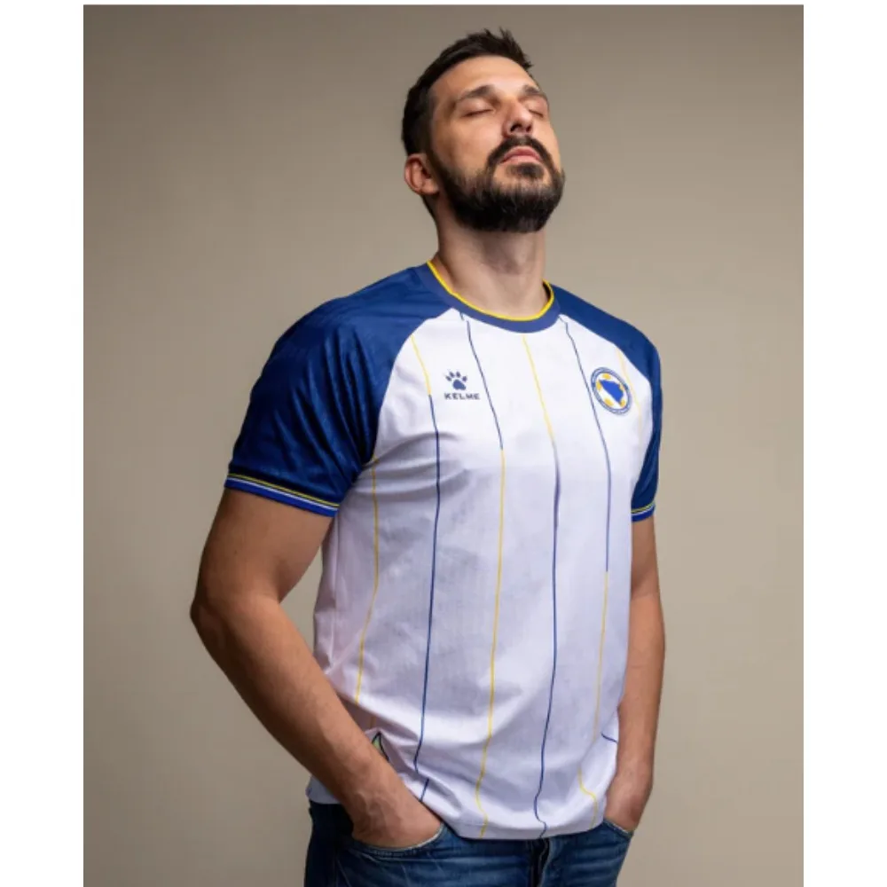 Image of Sommer-Fußballtrikot Kelme Kurzarm Gestreiftes Fußball-T-Shirt Unisex Herren Atmungsaktiv Schnelltrocknend Sport-Fan-Trainingsuniform