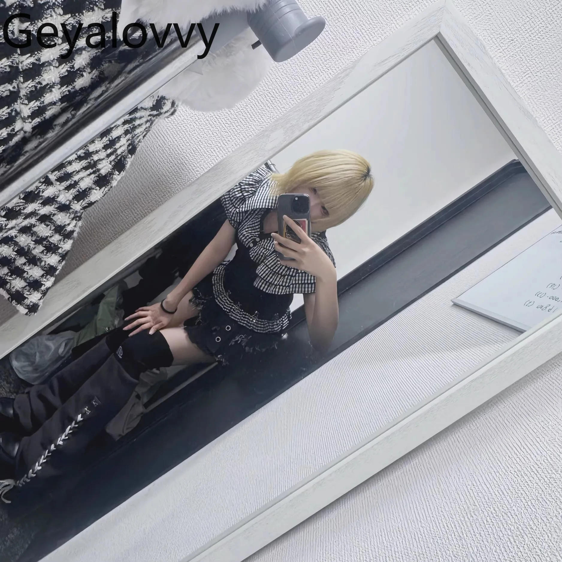 الأصلي اليابانية الجديدة القوس يطير الأكمام ثقافة فرعية الأصلي منقوشة قميص مزاجه التلبيب فقاعة قصيرة الأكمام بلوزة الفتيات