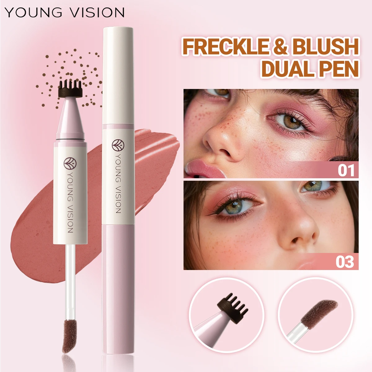 4 cores cabeça dupla selo sardas pó blush caneta de maquiagem cosméticos faciais durável e não é fácil de remover maquiagem