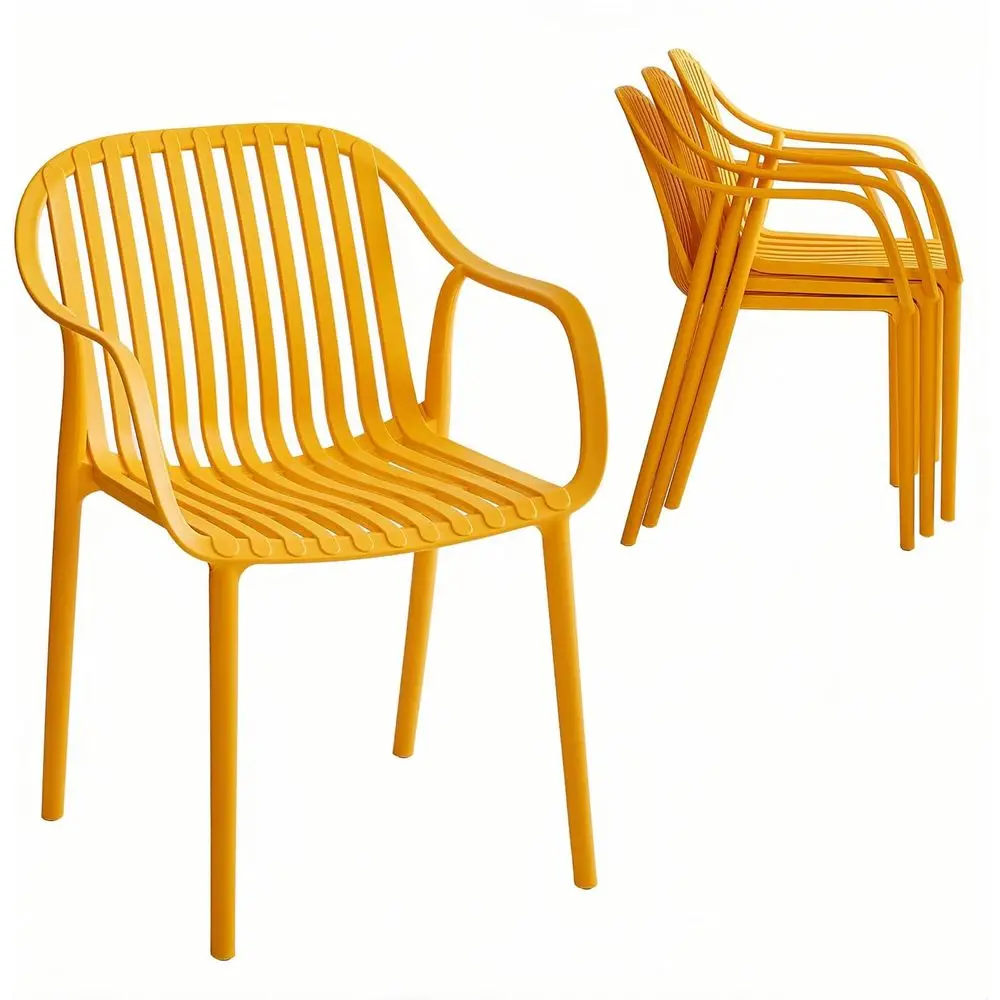 Stackable Plastic Dining Chairs Set, Weather-Resistant, Suitable for Indoor & Outdoor Use, Ideal for Patios and Home, Set of 4 i