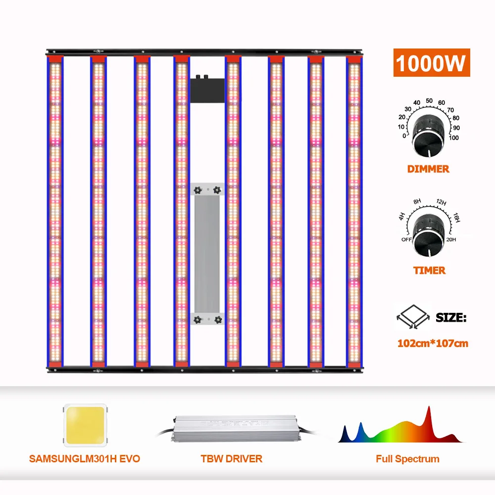 YXO 1000W 2000W Full Spectrum LED Grow light Sam-sung LM301H Quantum Tech LED Grow light Bar UV IR Turn On/Off For Plant Light