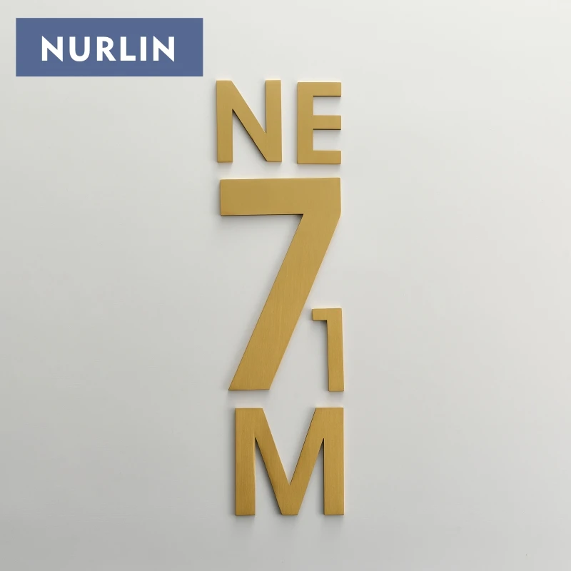 Nurlin Brass Luxury Address Numbers Uppercase Lowercase Letters Modern Design Premium Craftsmanship Customizable Matte Gold New