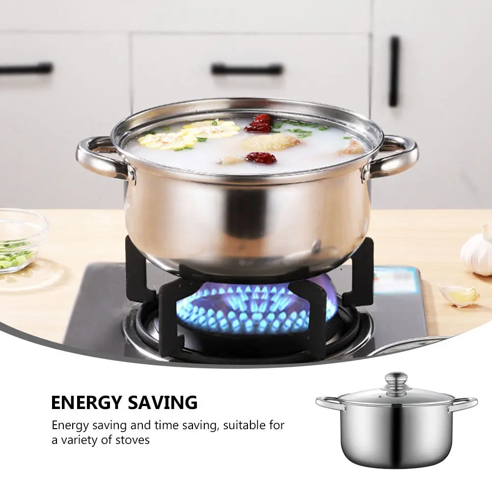 

1Pcs Stainless Steel Soup Pot Large Capacity Polished Surface No Leakage Design Glass Lid Cooking Pot for Multiple