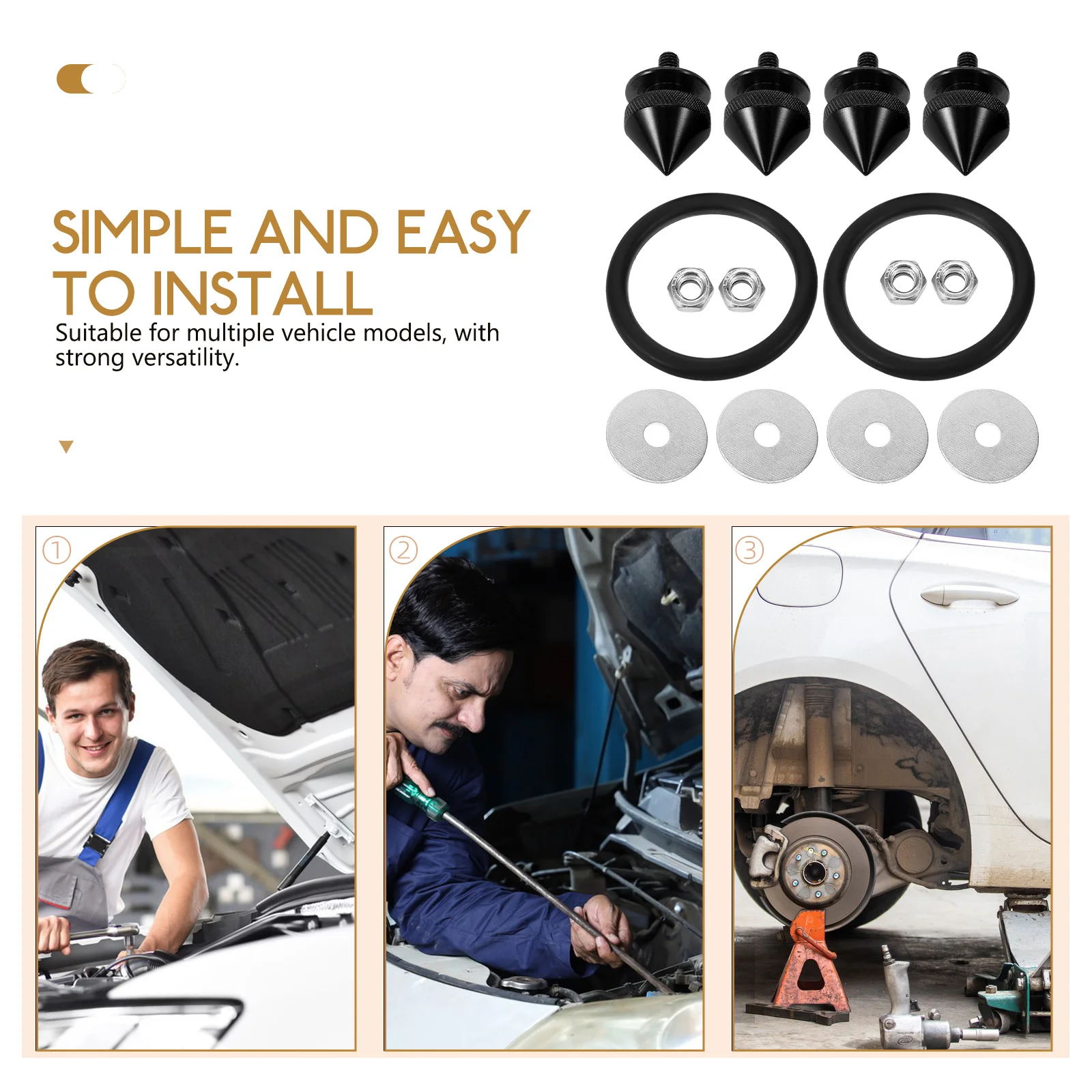 

Front Rear Bumper Reinforcement Washer Kit Car Fixing Fasteners Quick Release Aluminum Alloy Modification Accessories Universal