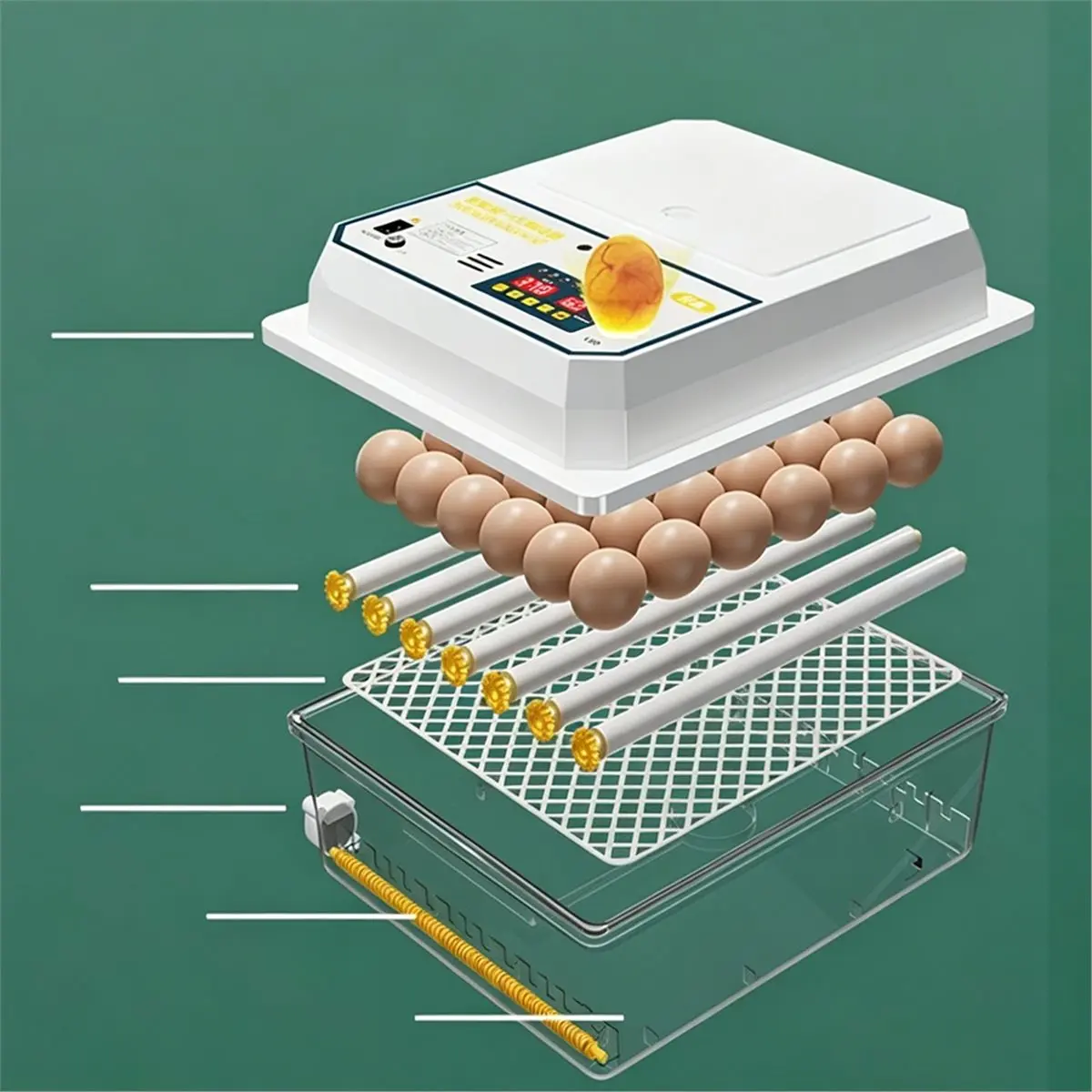 HAPPYDAY~ Mini Household 24 Eggs Incubator with Dual Power Supply 220V for Various Birds EU Plug