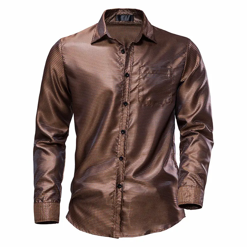 Chemise à manches longues vintage Chang pour hommes, visage lumineux des années 70, salle de Rh, boîte de nuit, bar, chemises de fête, nouveau