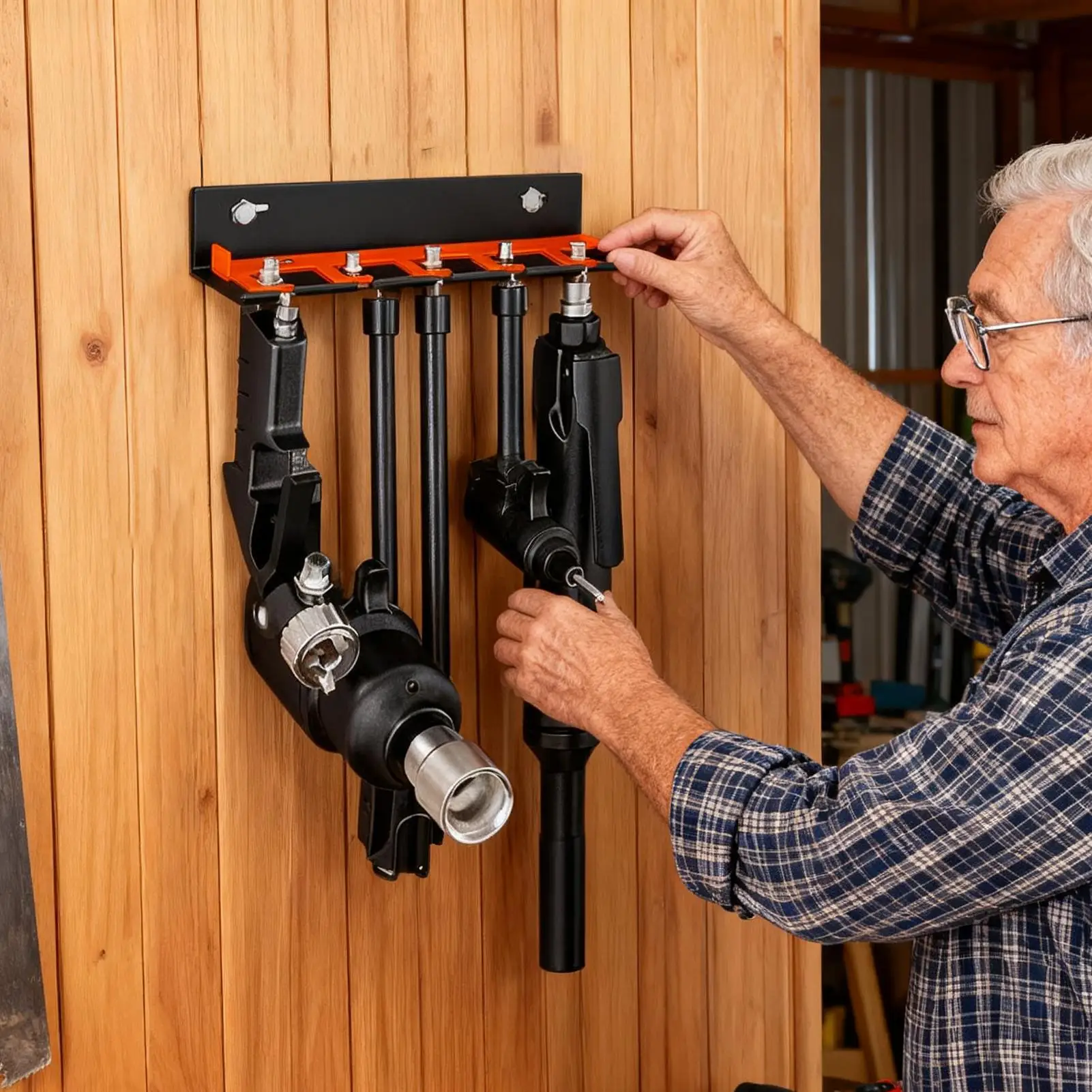 Air Tool Holder 5-Slot Wall-mounted Holder Pneumatic Tool Rack For Electric Gadgets Drill Screwdriver Grinder Garage Studio - view 2
