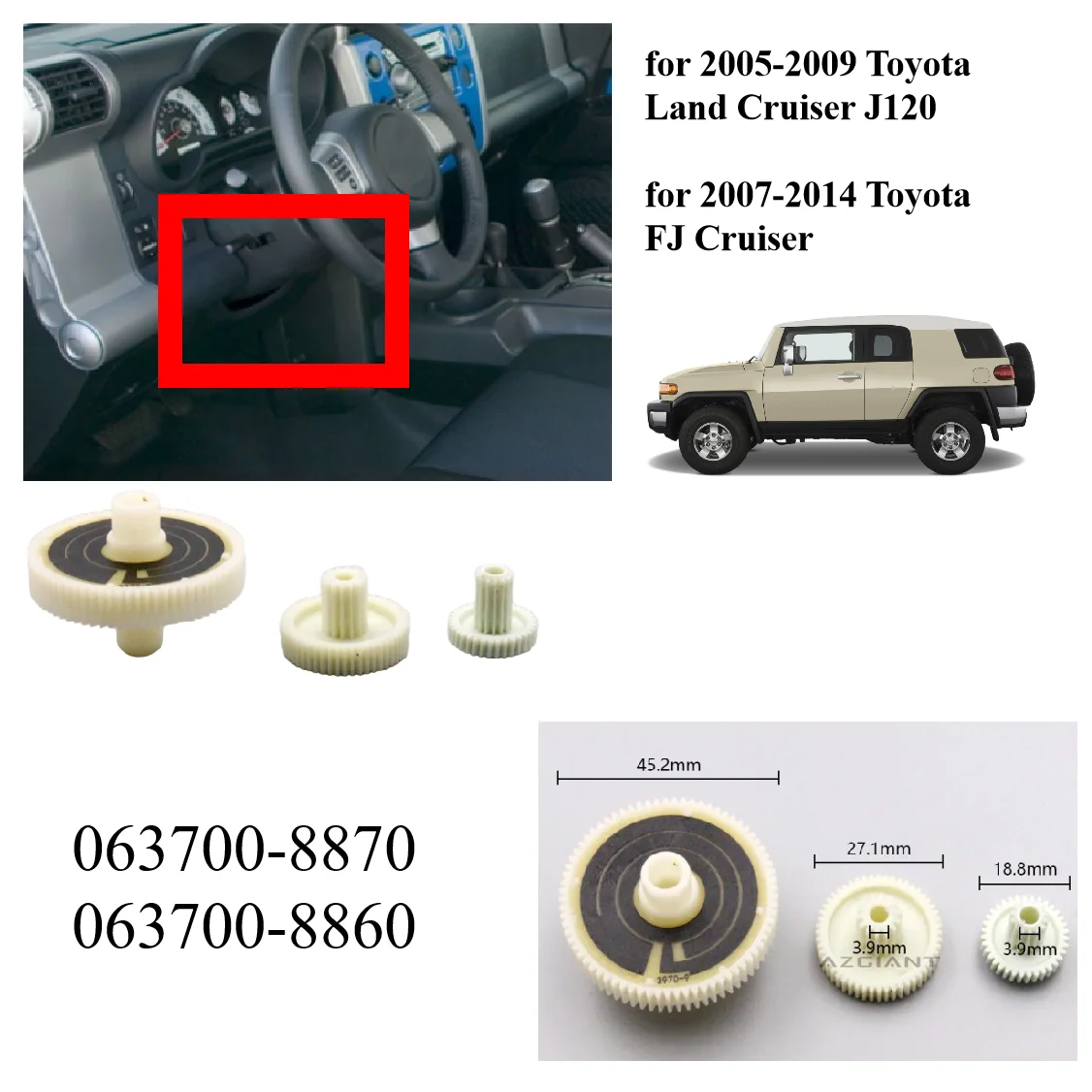 

063700-8860 Шестерня двигателя с клапаном переменного тока для Toyota Land Cruiser J120 2005-2009 FJ Cruiser 2007-2014 Привод двери смешивания HVAC