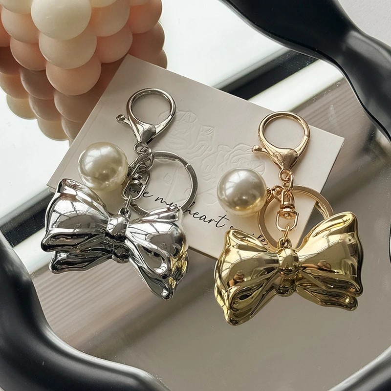 Korean Cute Bow Pearl Phone Pendant Chain Y2K Heart Charm Strap Phone Accessories For Phone Camera Bag Keychain Airpods