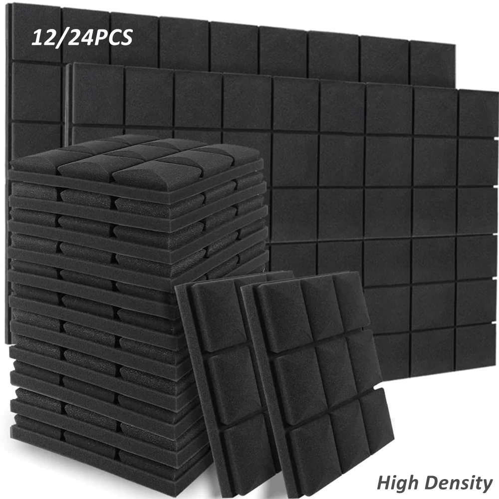 

12/24Pcs 12"x12"x2" Acoustic Foam Panels Studio Sound Absorbing Mushroom Foam Tiles Wall Pad Room Sound Treatment Sponge Panels