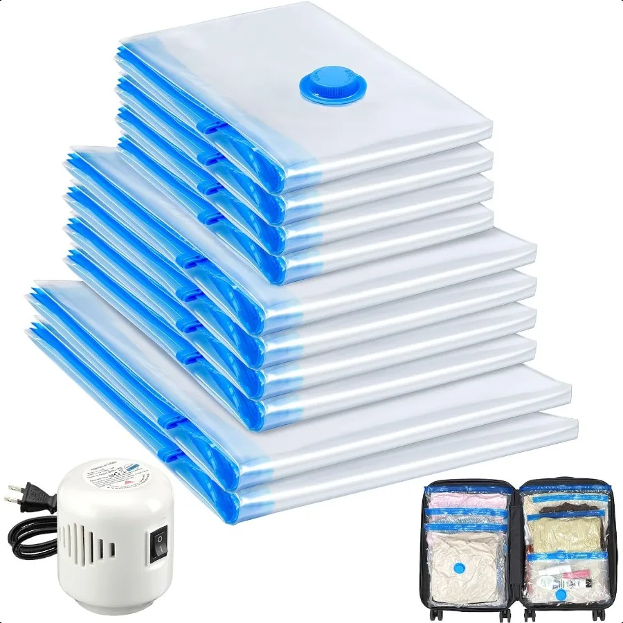 

10 Pack Travel Vacuum Storage Bags With Electric Pump Vacuum Seal Bags for Clothing Vacuum Sealer Bags for Lage Travel entials