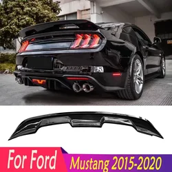 For Ford Mustang 2015-2020 GT500 Style High Quality ABS Glossy Black Carbon Fiber Look Rear Wing Trunk Lip Spoiler Body Kits