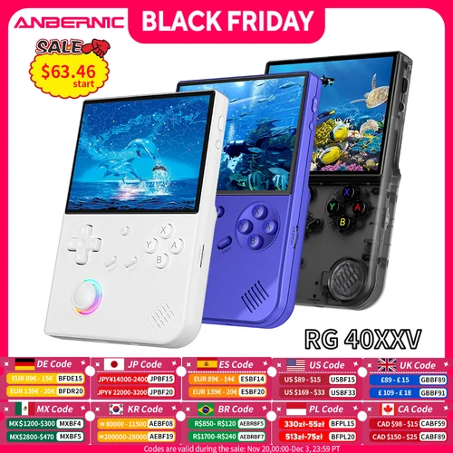 ANBERNIC RG 40XXV RG40XXV consola de juegos portátil Linux 64 bits 4 ""pantalla IPS 3200mAh RGB Joystick WIFI consolas de videojuegos Retro