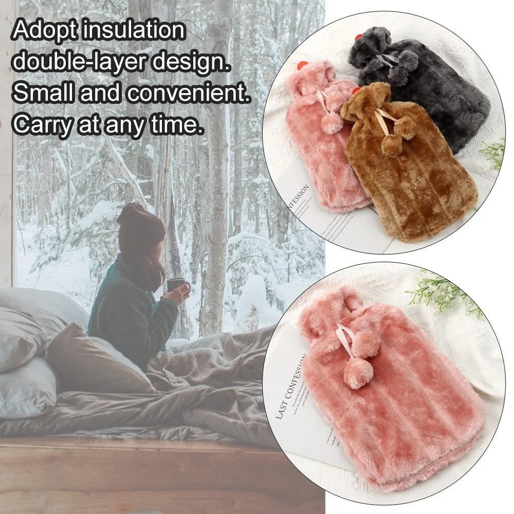 Removable Hot Water Bottle Cover Cold-proof Explosion Proof Covering Washable Warming Products Faux Fur Fleece