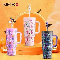 Meoky 40oz Cup Tumbler Straw Cup with Lid Halloween Stainless Steel Insulation Coffee Cup Vacuum Water Bottle Car Mug Nice Gift