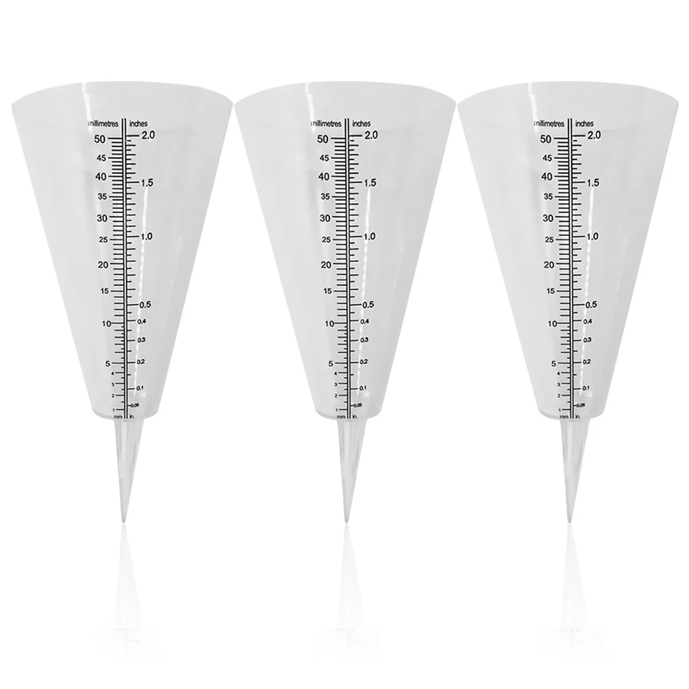 

3Pcs Cone Shaped Rain Gauge Rainfall Measuring Cup Clear Plastic Outdoor Garden Lawn Farming Supplies Rain Gauge