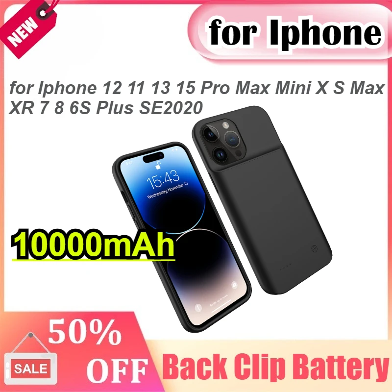 

10000mAh Battery Case for Iphone 12 11 13 15 Pro Max Mini Power Bank Charger Cover for IPhone X S Max XR 7 8 6S Plus SE2020 Case