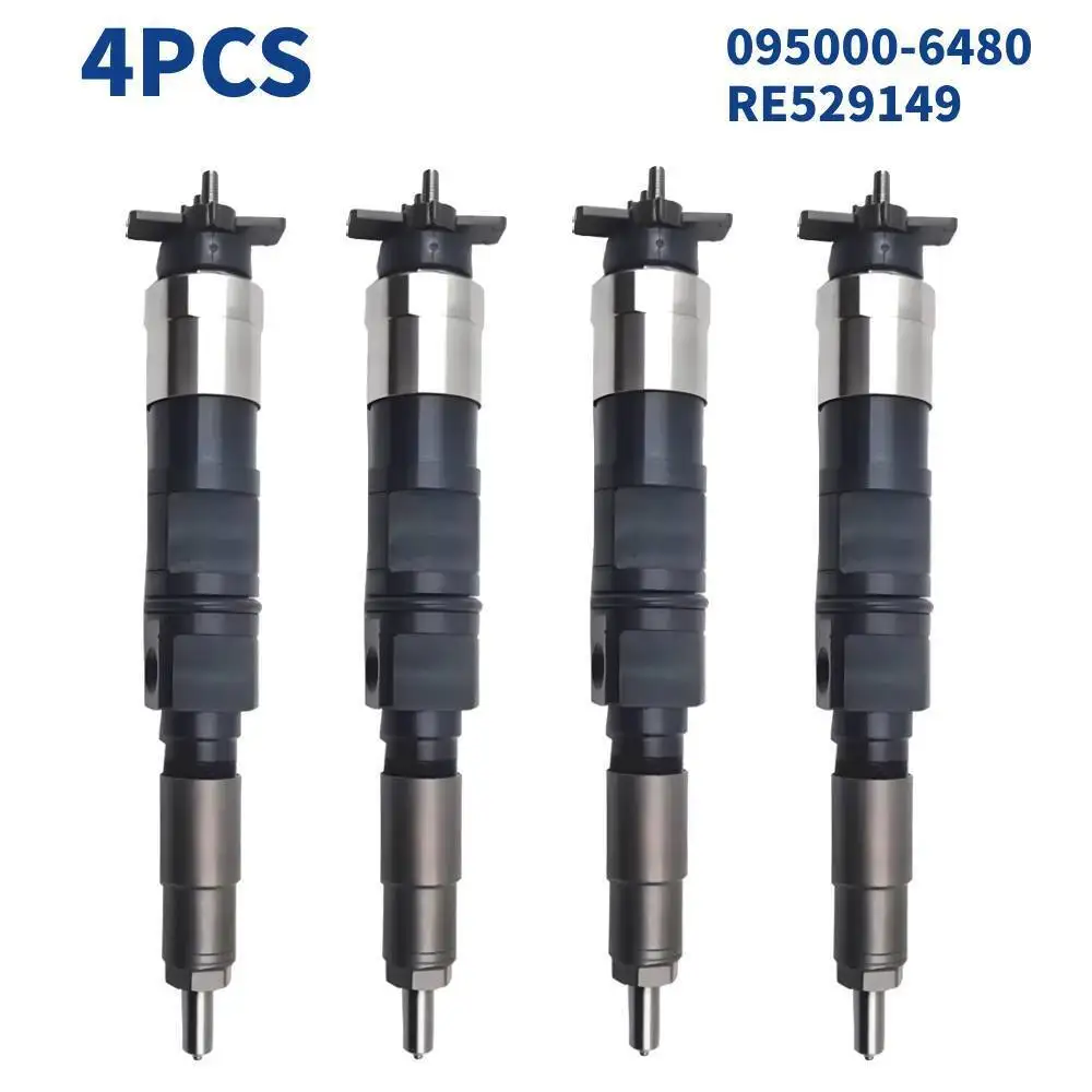 4PCS 095000-6480 RE529149 Diesel Fuel Injector Nozzle For John Deere Excavator Tractor 9.0L