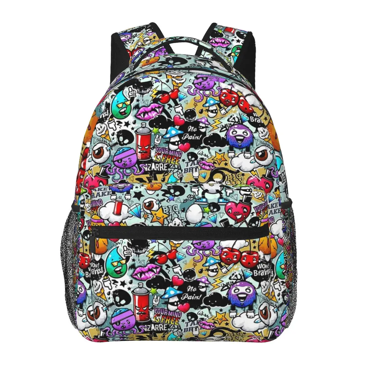 

Your Mind Is Free Street College Graffiti Backpacks Boys Girls Bookbag Children School Bags Cartoon Kids Rucksack Shoulder Bag