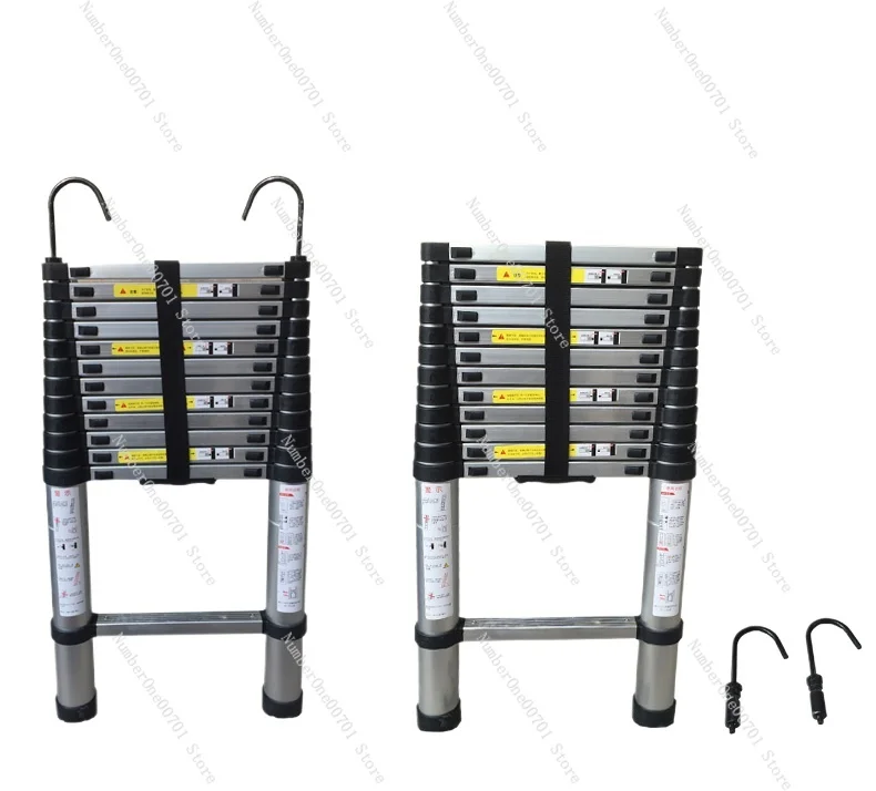 Thickened Aluminum Alloy Ladder with Hook Telescopic Ladder Household Ladder Portable  Lifting