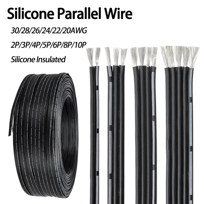 2~10meters Super Soft Silicone Parallel Wire 30AWG - 20AWG M