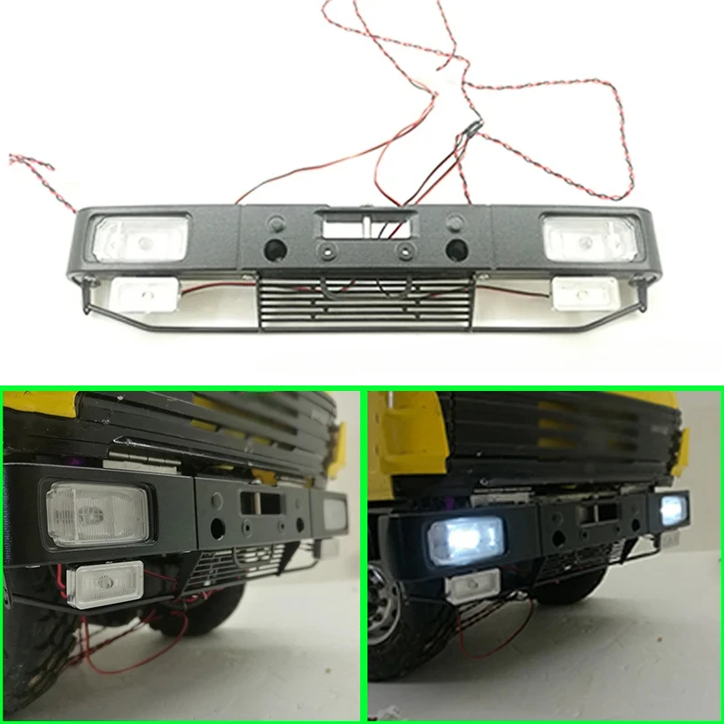 

LED Metal Bumper with Light for 1/14 Tamiya RC Truck Car Old Benz 56301 56305 1838 Diy Parts