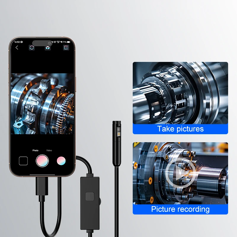 3 IN 1 Industrial Endoscope Dual 8mm Camera 1080P HD for IOS/Type-C Phone Direct Connect Borescope for Inspection Car&Sewer