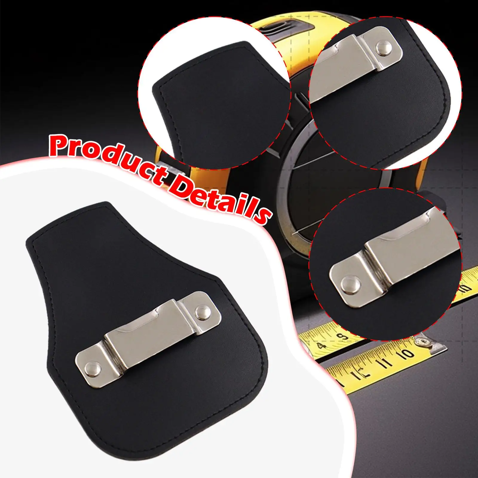 Soporte para cinta métrica, cuero PU, para cinturón, bolsa, herramienta hecha a mano, bolsa de herramientas con clip para cinturón para carpinteros y manuales