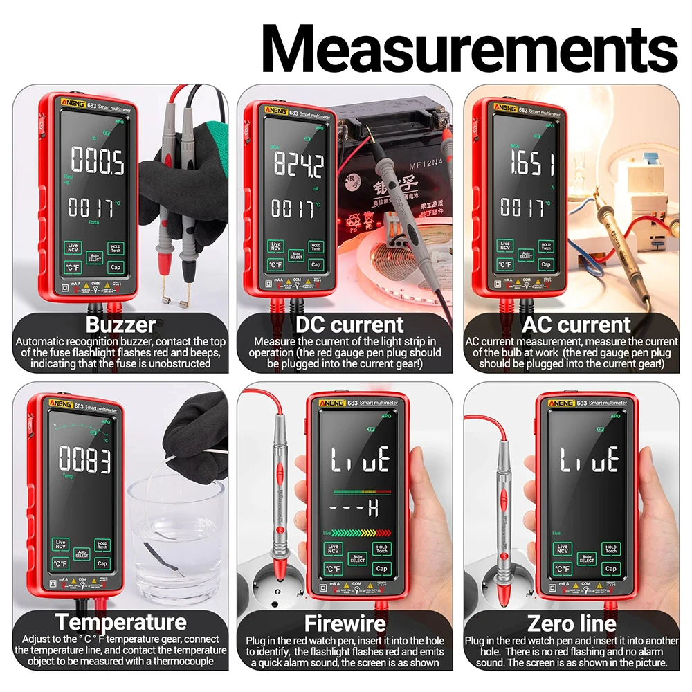 ANENG683 Smart Multimeter Digital Rechargeable Meter 6000 Count Non-contact Voltage Tester Current Meter Electric Measuring Tool