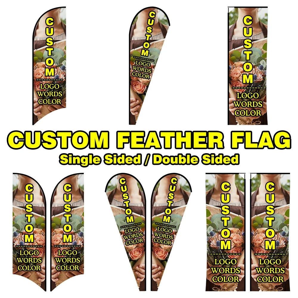 

Custom Beach Feather Flag for Business Advertising Personalized Your Text Picture Logo Store Sign Outdoor Decor Banner