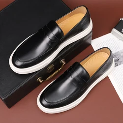 Sapato masculino artesanal de vulcanização, tênis marrom slip-on, preto, tamanho 38-46, novo