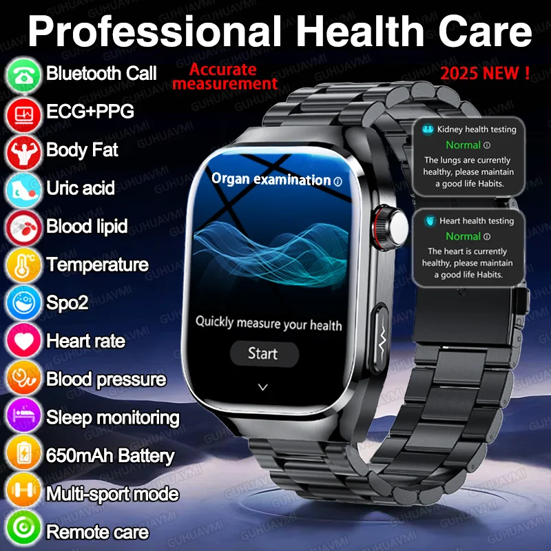 

2025 New ECG+PPG Organs Smart Watch Viscera Monitor Clock Men Blood lipids Uric acid Body analysis BP Sport Call Ms. Smartwatch
