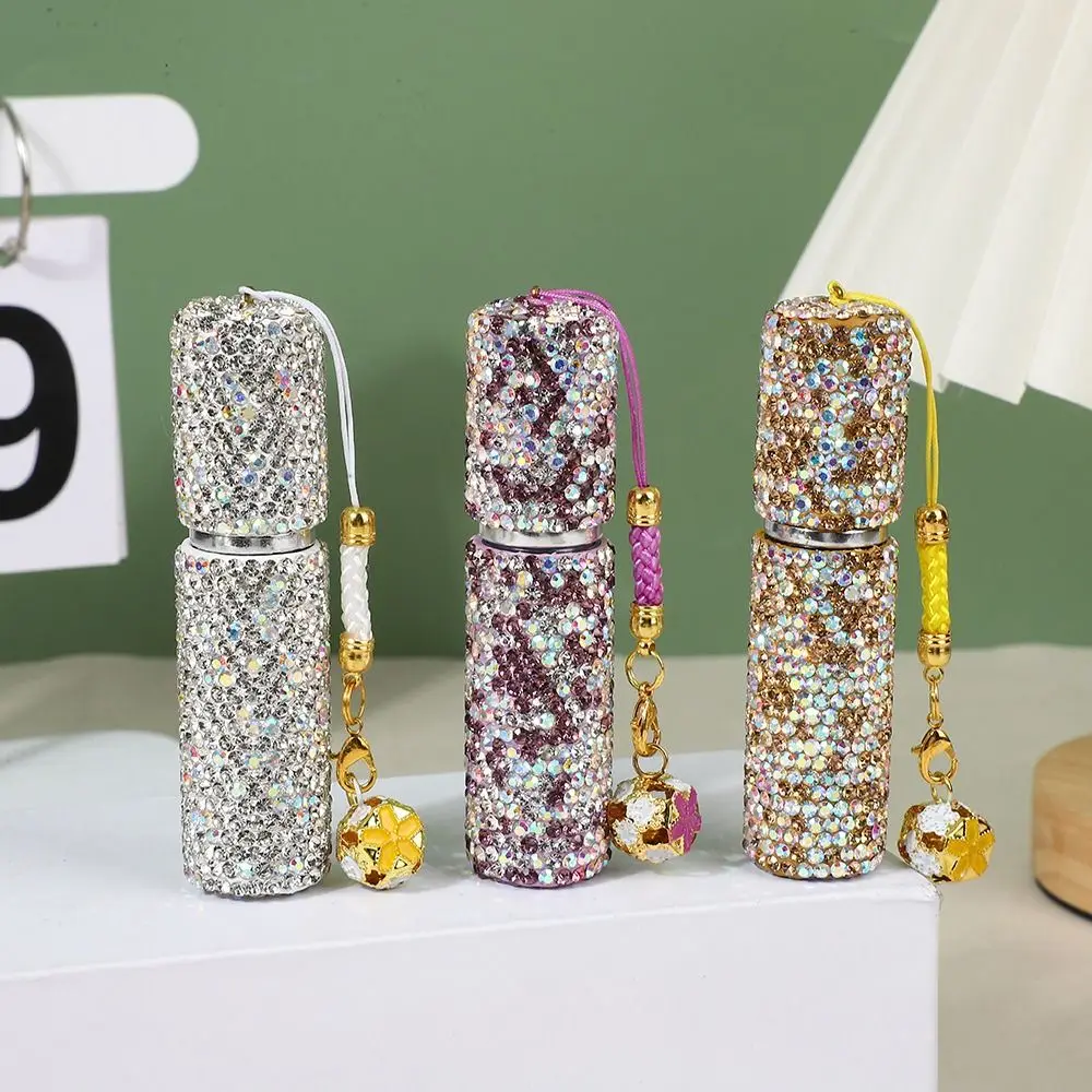 Botella pulverizadora de Perfume portátil de 5ml, Mini subembotellado de viaje a prueba de fugas con diamantes de imitación, atomizador vacío, pulverizador recargable