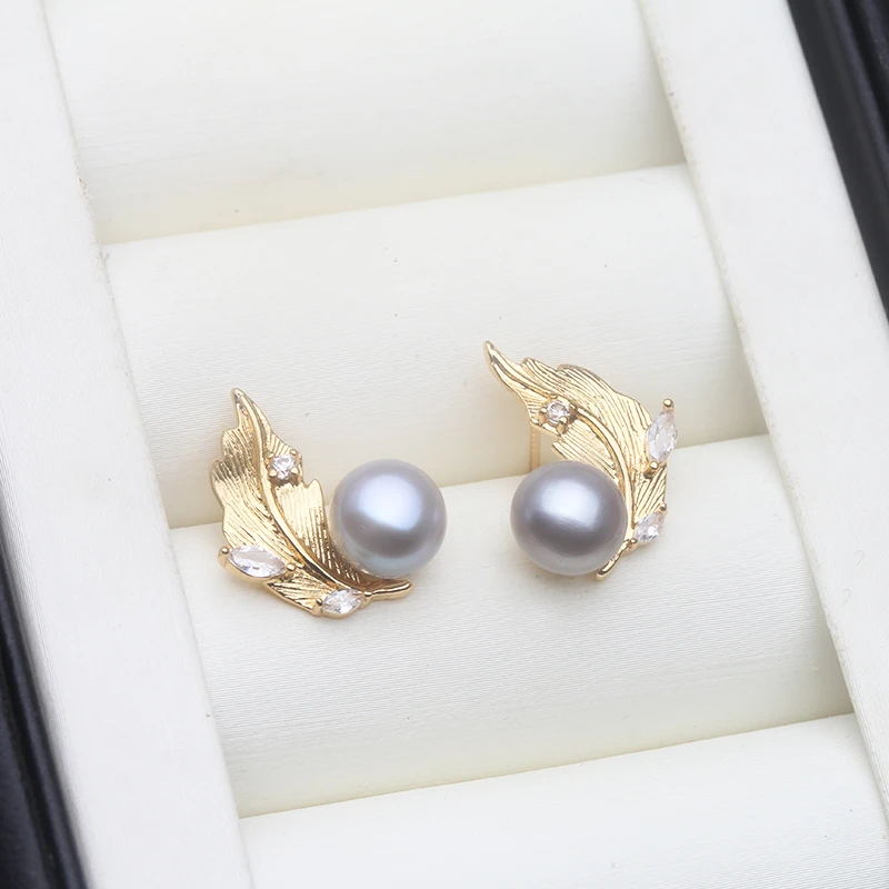 

Dangling Natural Pearl Stud Earrings Jewelry Woman,Boho Cultured Fresh water Pearl Earring Engagement Gift White Black