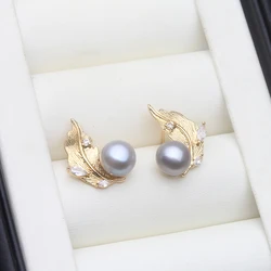 Dangling Natural Pearl Stud Earrings Jewelry Woman,Boho Cultured Fresh water Pearl Earring Engagement Gift White Black