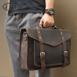 Summer New Men's Bag Belt Decoration Crazy Horse Leather Briefcase Leather Men's Handbag 7377R