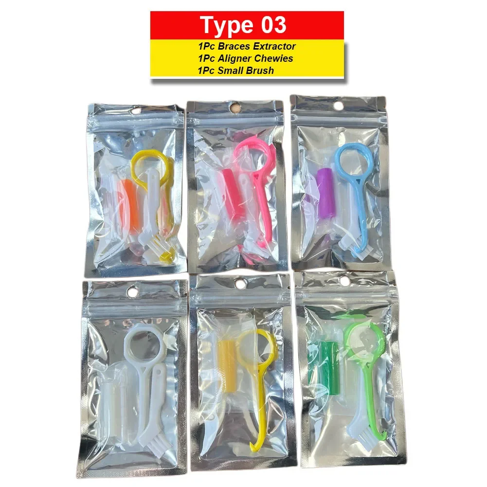 2/10Packs Portable Orthodontic Aligner Removal Tool 3 Types Dental Invisible Brace Extractor Hook Teeth Silicone Aligner Chewies