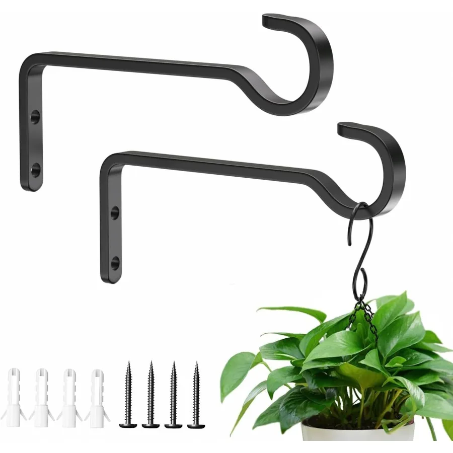 

6-дюймовые 2-дюймовые сверхмощные уличные вешалки для растений, железные кронштейны для растений с металлическими крючками для растений для подвешивания фонарей Bird F