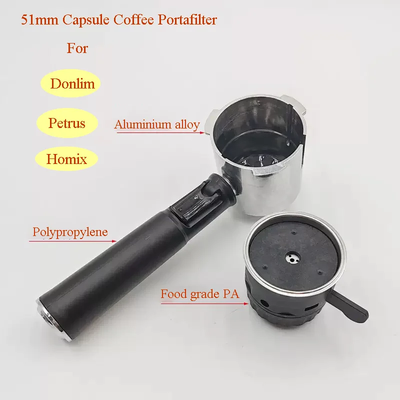 51mm Capsule Coffee Portafilter with Filter for Donlim KF6001/KF5403/KF5400/KF5005 Homix Coffee Machines