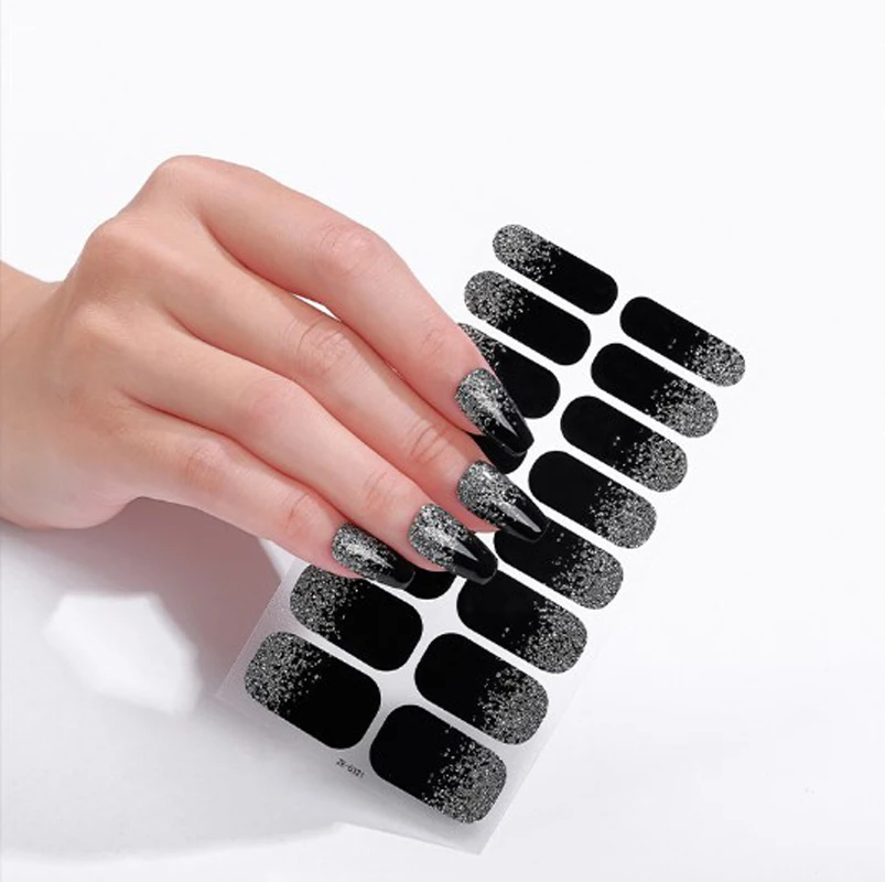 Involucri per unghie glitterati di colore puro Adesivi per unghie a copertura totale Fai da te Bellezza Nail Salon Decorazione artistica Decalcomanie per smalto Suggerimenti per patch per unghie