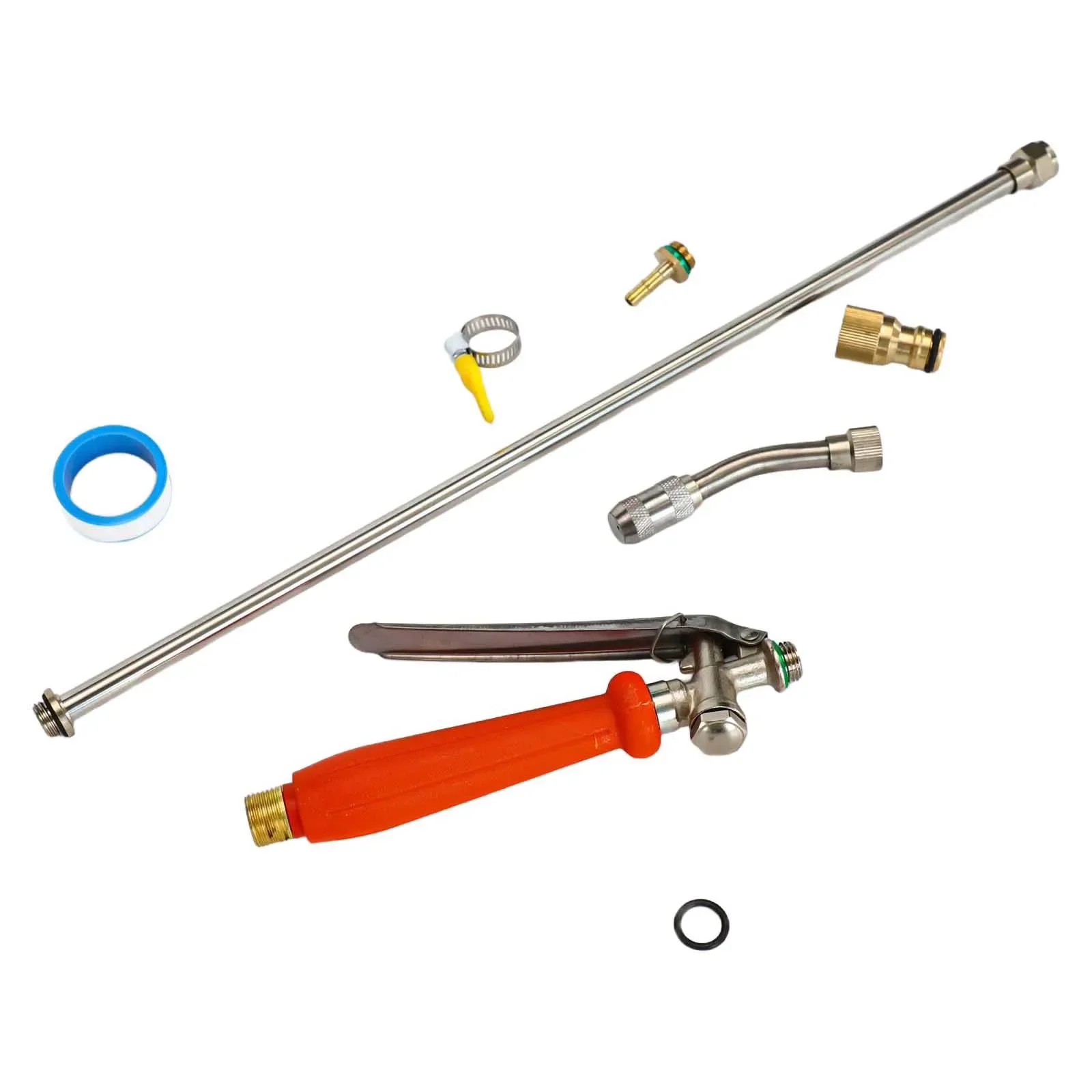 44 Inch Stainless Steel Spray Rod with Brass Barb Connectors and Integrated ShutOff Valve Designed for Garden Hose Setup