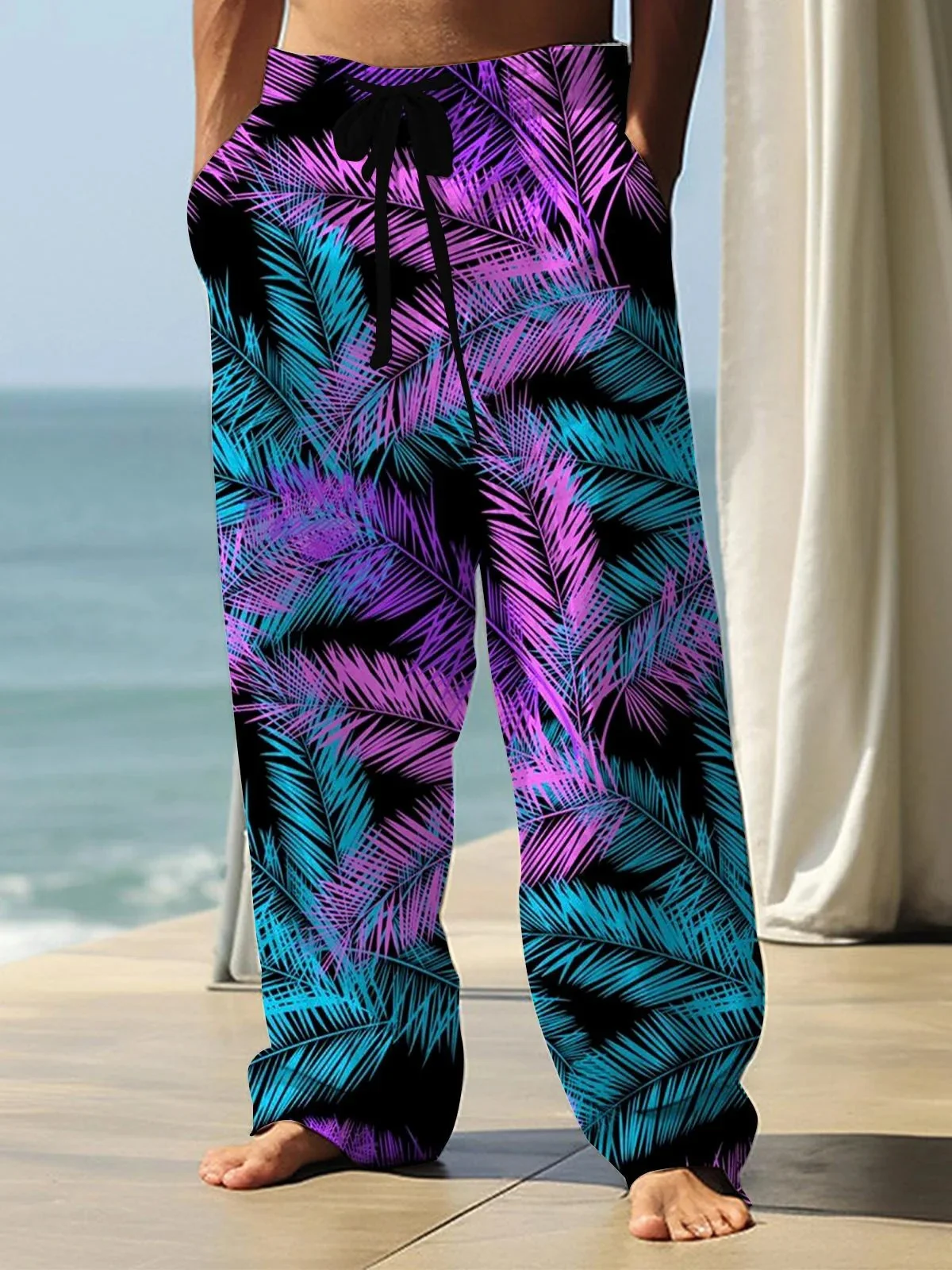 Hawaiian Leaf Men's Casual Elastic Waist Pants 3D Printed Men Pants