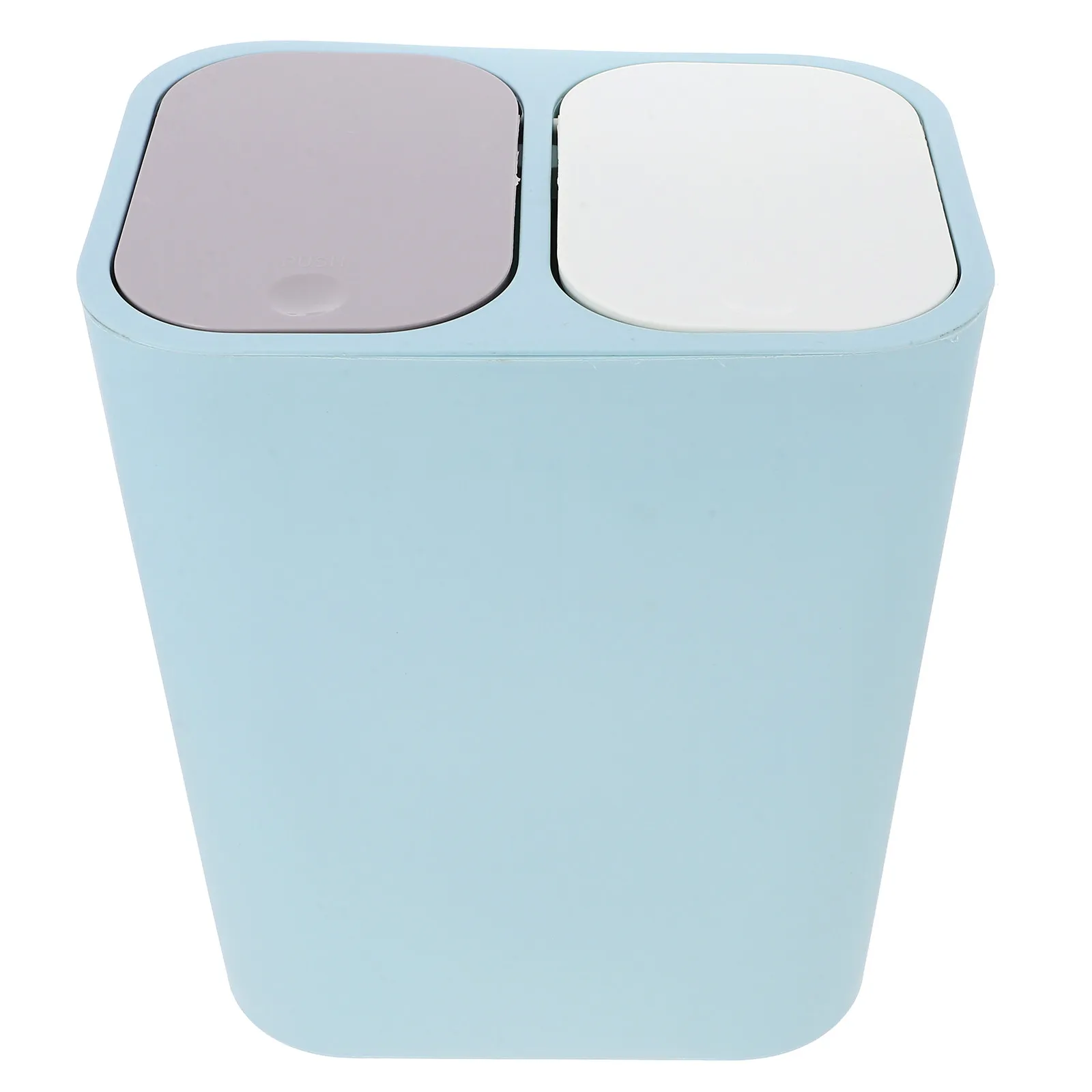 

2-Compartments Lidded Trash Can Dry and Wet Separation Garbage Bin for Kitchen Bathroom Bedroom Recycling Waste Plastic PP Dust