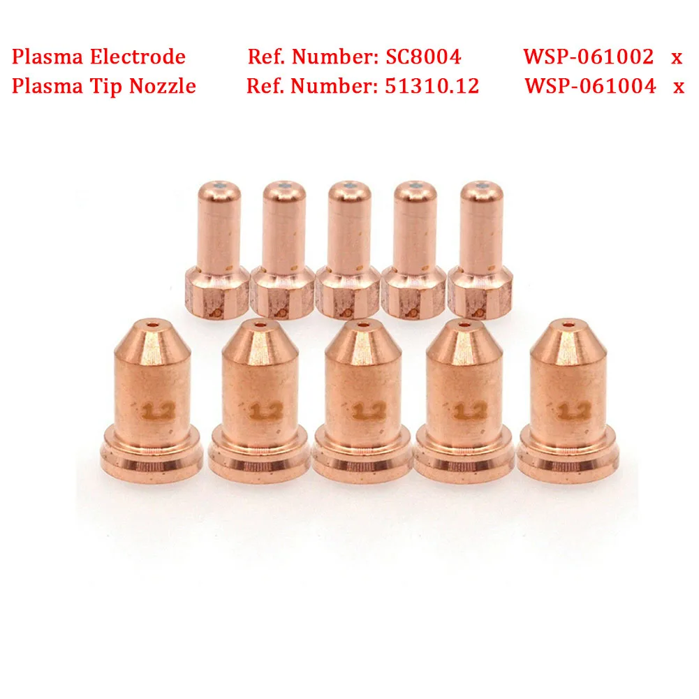 10pcs Plasma Electrode SC8004 WSP-061002 Tip 1.2mm 51310.12 WSP-061004 For Unimig Cut 45 SC80 Torch Plasma Cutters