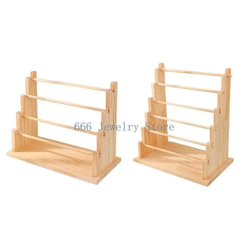 منظم مجوهرات خشبي مصنوع يدويًا F2TD مع حامل عرض بقاعدة ثابتة مع حبيبات طبيعية للأساور والإكسسوارات
