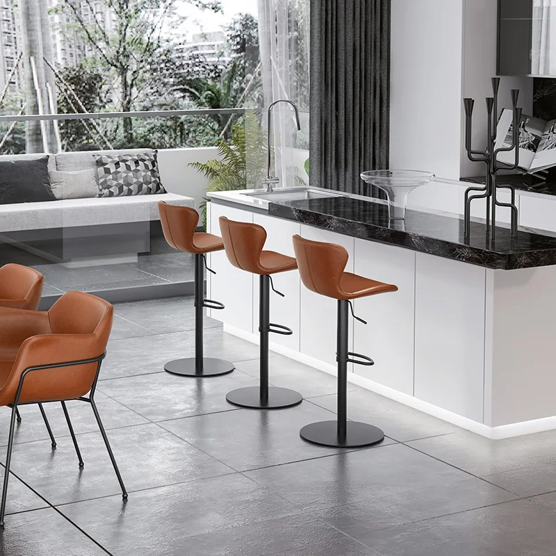 

Bar chair light luxury bar stool high chair lifting rotary household back bar chair simple bar Island Stainless Steel